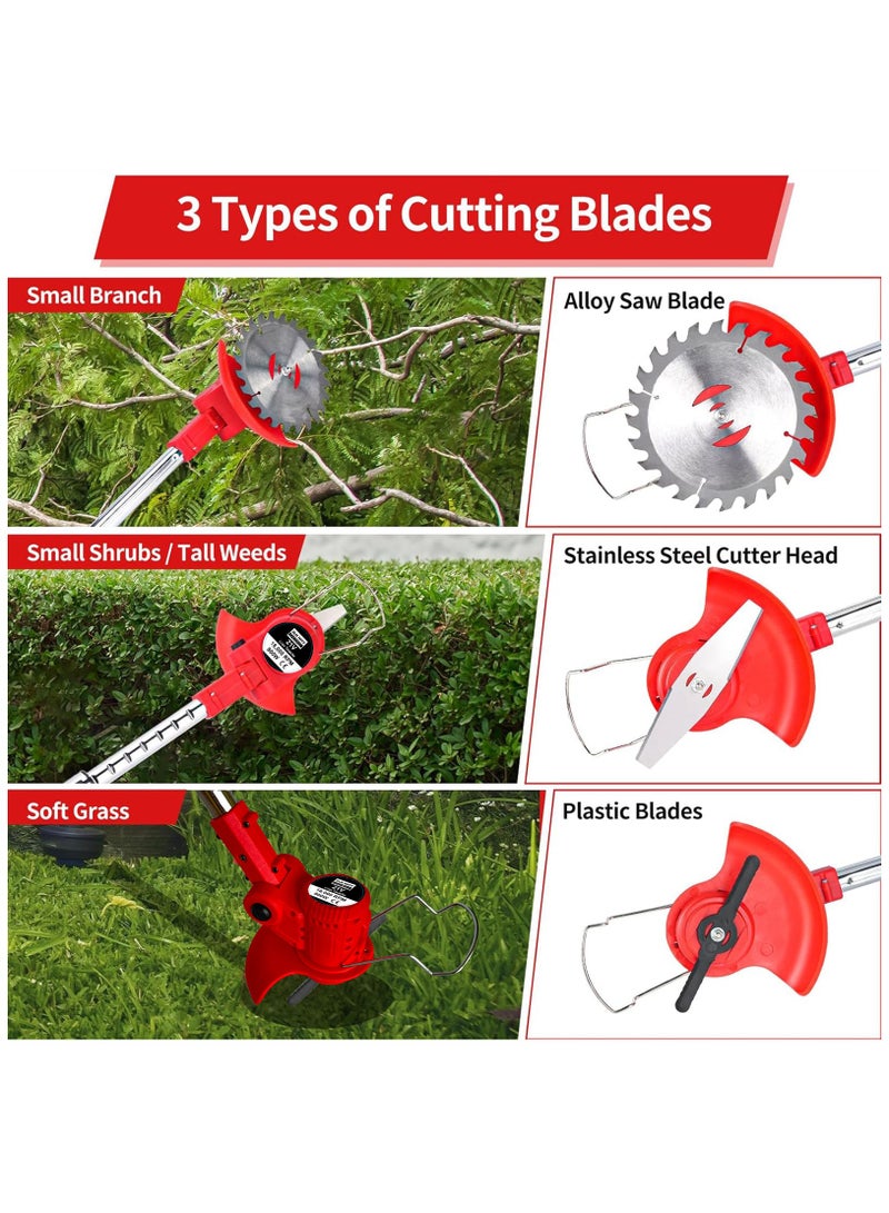 ZLH HITY Electric Weed Wacker Cordless Weed Trimmer Battery Powered 2 X 4.0Ah Batteries, 3-in-1 Stringless Grass Trimmer/Brush Cutter/Lawn Mower, Edger Weed Trimmer with Wheel & 23 Blade for Garden Yard  - Image 5