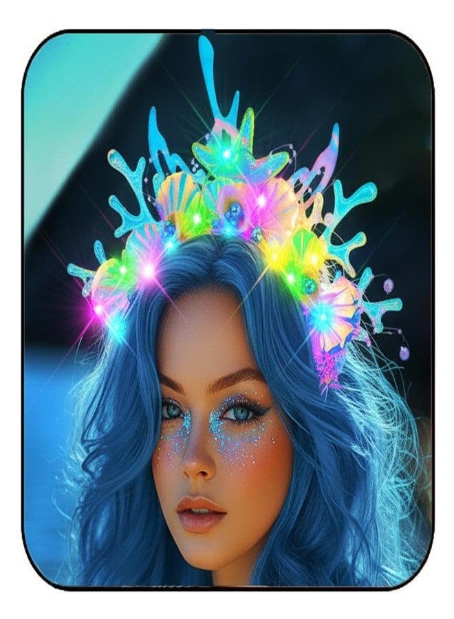 JONKY Light Up Mermaid Headband Fish Headpiece Glowing Ocean Costume Hair Accessories for Women - Image 1