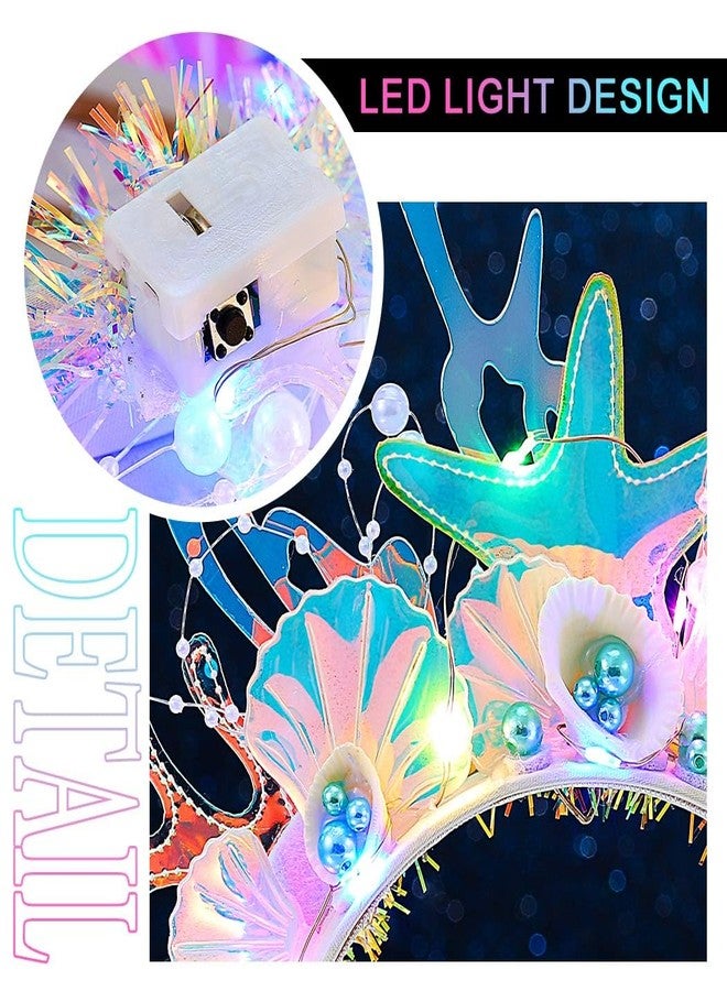 JONKY Light Up Mermaid Headband Fish Headpiece Glowing Ocean Costume Hair Accessories for Women - Image 4