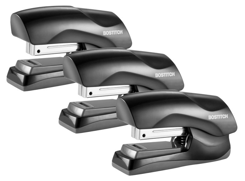 Bostitch Office Heavy Duty Stapler 40 Sheet Capacity No Jam Half Strip Fits into the Palm of Your Hand For Classroom Office or Desk Black 3Pack