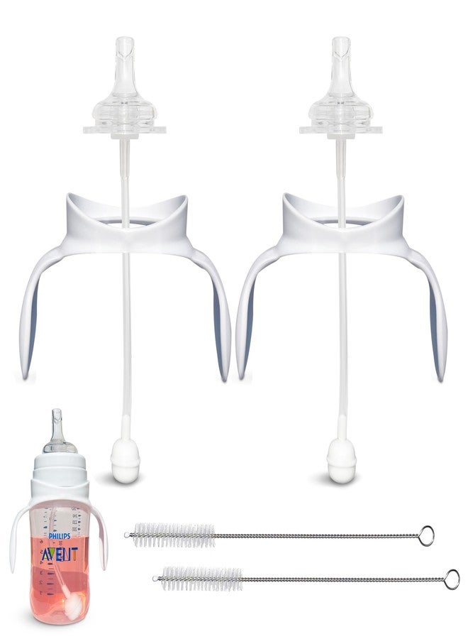 BelBeyo Straw Cup Conversion Kit for Philips Avent Anti-Colic Baby Bottles 2-Count, Food Grade Silicone Straw Nipples, Weighted Straw, Bottle Handles and Straw Cleaning Brush, BPA-Free, 6+ Months (Straw Kit) - Image 1