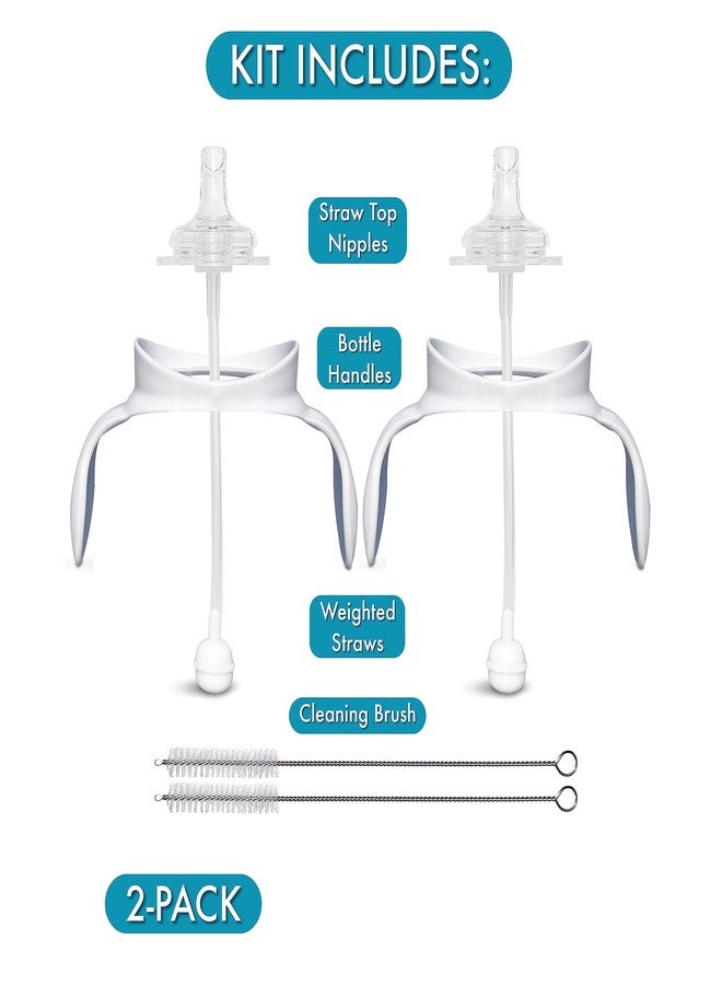 BelBeyo Straw Cup Conversion Kit for Philips Avent Anti-Colic Baby Bottles 2-Count, Food Grade Silicone Straw Nipples, Weighted Straw, Bottle Handles and Straw Cleaning Brush, BPA-Free, 6+ Months (Straw Kit) - Image 2