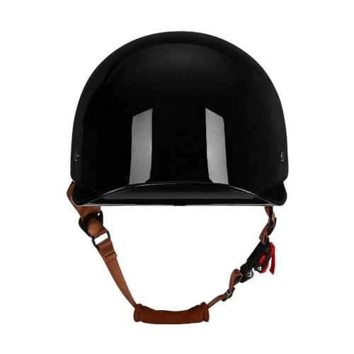Woljay Vintage Retro Open Face Motorcycle Helmet Baseball Cap Half Helmets with pulldown Lens for Men Women Moped Cap Jet Scooter Street Cruiser DOT Certified Gloss BlackMedium - Image 3