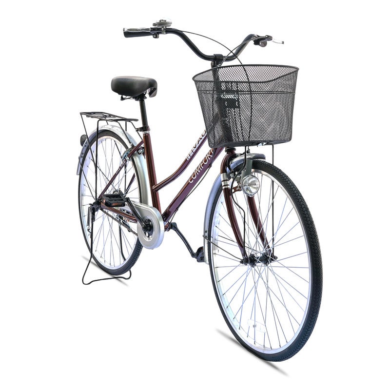 Vaux Comfort 26-Inch Women Bike | 26-Inch Wheel Size | Adjustable Seat | With Basket | Maroon Color - Image 2