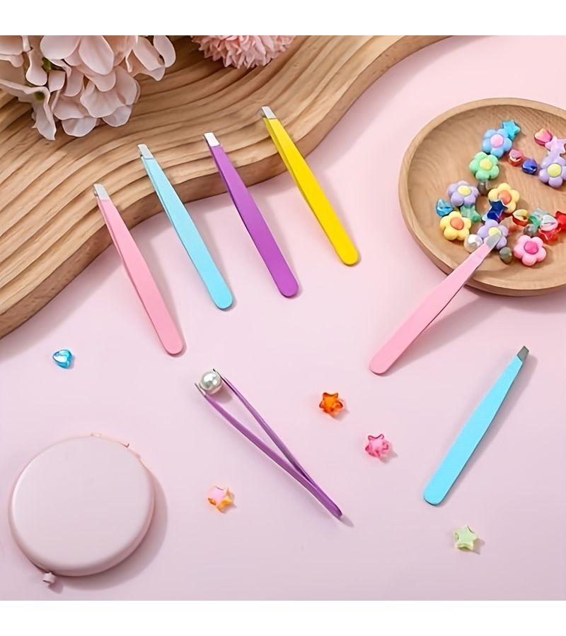 10 Pcs Slanted Tip Tweezers For Eyebrow Shaping Eyelash Extensions And Grooming Professional Precision Beauty Tool For Men Women And Salon Use - Image 5