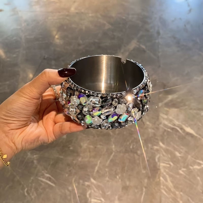 Black Rhinestone Encrusted Ashtray High End Desktop Decoration - Image 5