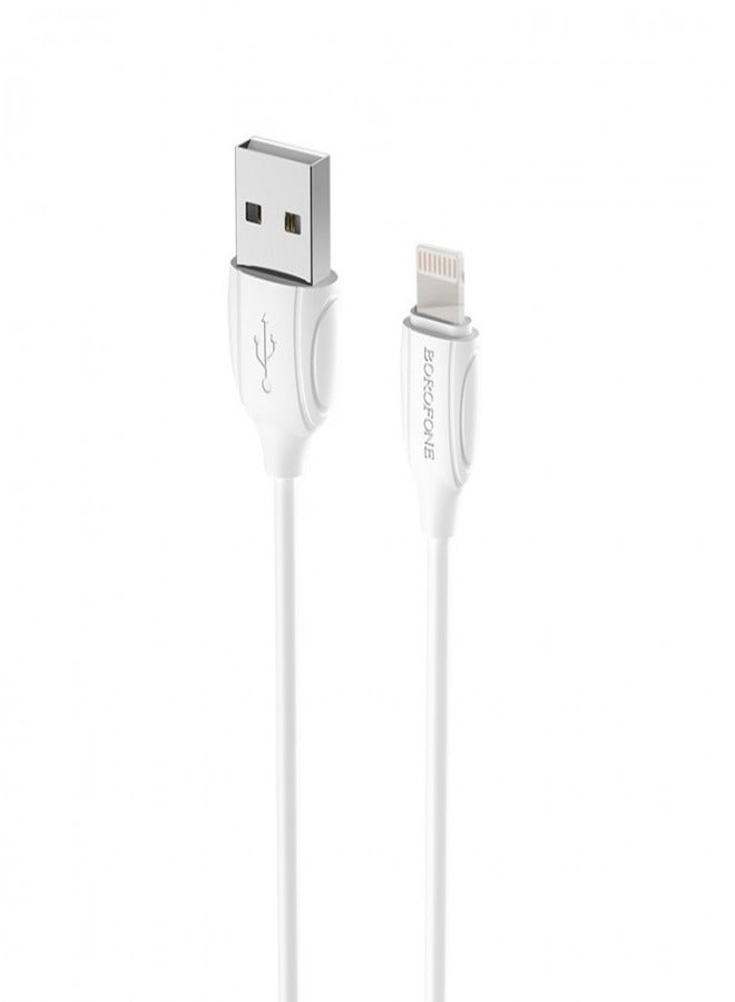 بوروفون كابل شحن من USB إلى ايفون أبيض - Image 2