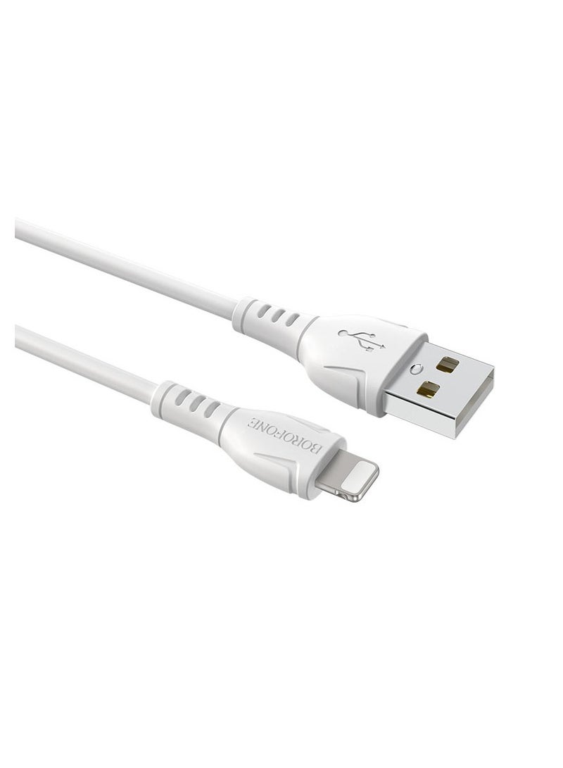 بوروفون كابل شحن من USB إلى ايفون أبيض - Image 3