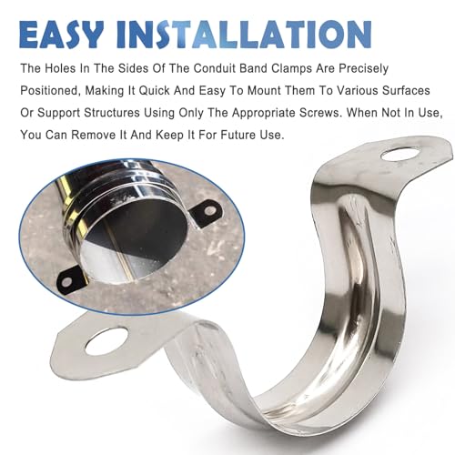 Nge 1inch Rigid Pipe Strap Clamp-Two Hole Strap-U Bracket Tube Clip-Stainless Steel Heavy Duty Pipe Fasten Holder-Secures Conduit，50Pcs（35mm) - Image 5