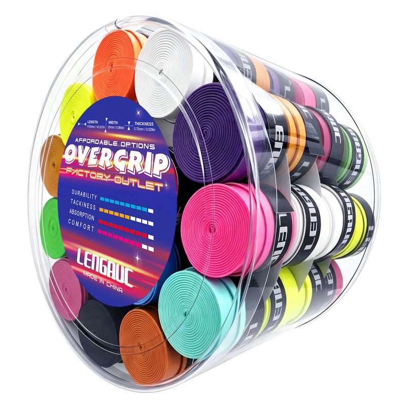 Tacky Overgrips,Tennis/Badminton/Pickleball/Paddle 30/60 Pack Grip Tape - Image 1