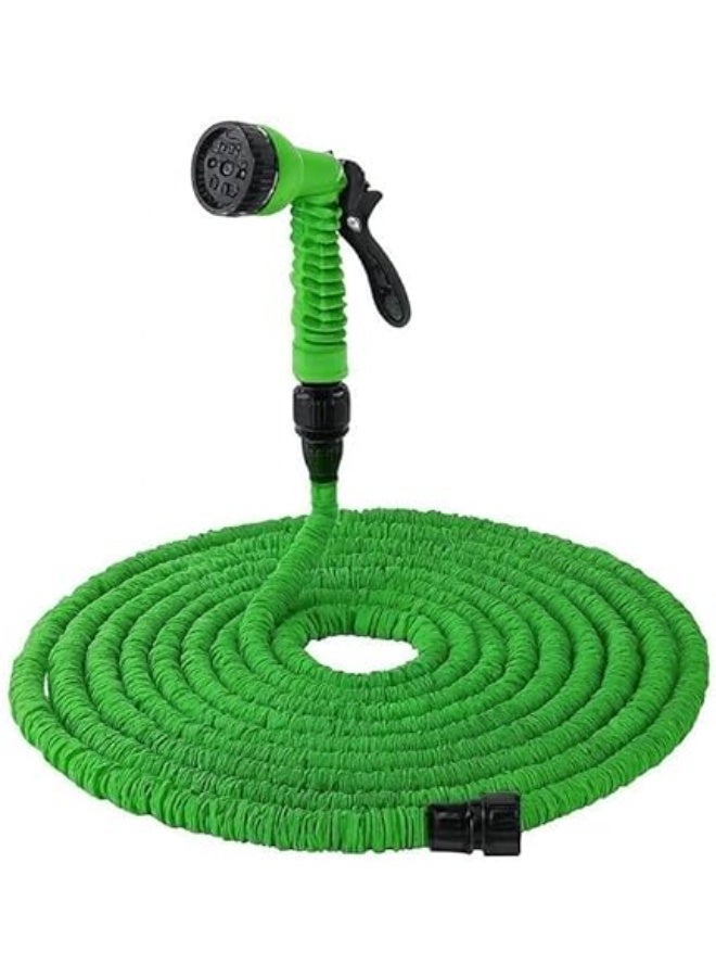 خرطوم حديقة مرن قابل للتمدد بطول 7.5 متر – مزود برأس رش 7 وظائف لتنظيف وغسيل السيارات وري الحديقة – لون أخضر - Image 1