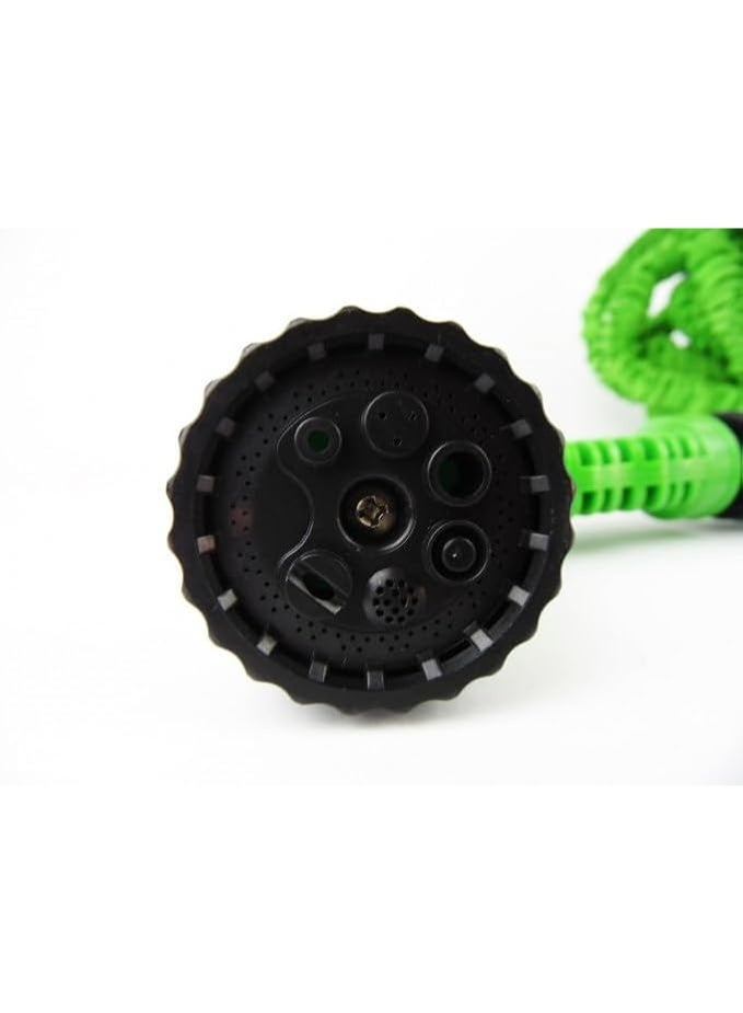 خرطوم حديقة مرن قابل للتمدد بطول 7.5 متر – مزود برأس رش 7 وظائف لتنظيف وغسيل السيارات وري الحديقة – لون أخضر - Image 3