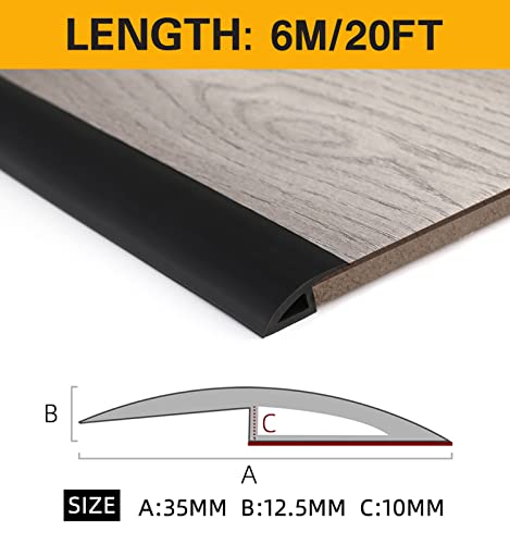BNELL Carpet & Floor Edging Trim Strip,Self Adhesive-PVC Floor Transition Strip,Thresholds for Doorways with a Height Less Than 10 MM (20FT_Black)… - Image 2