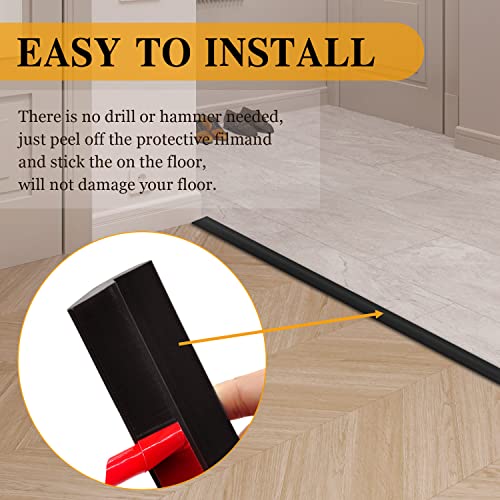BNELL Carpet & Floor Edging Trim Strip,Self Adhesive-PVC Floor Transition Strip,Thresholds for Doorways with a Height Less Than 10 MM (20FT_Black)… - Image 4