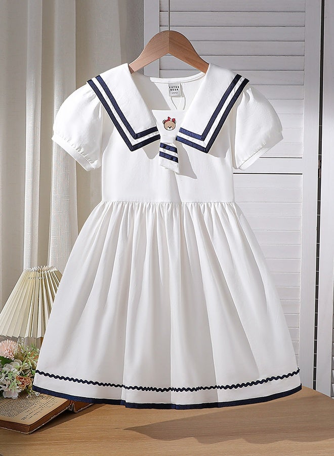 KUYEEBEAR Girls White Preppy Summer Dresses - Image 1