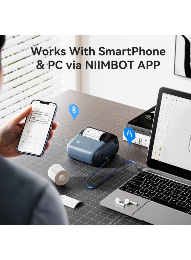 NIIMBOT B31 Label Maker, Portable Label Printer for Small Business, Support 0.78"-3" Label Width, for Barcode, Address, Logo, Tag Labeling, Thermal Sticker Maker Compatible with Smartphones & PC,Blue - Image 4
