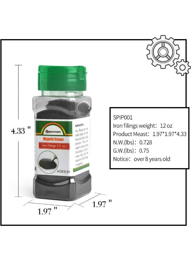Magnetic Iron Powder for Magnet Education Iron Filing Jar (12 Ounces) with Shaker lid
