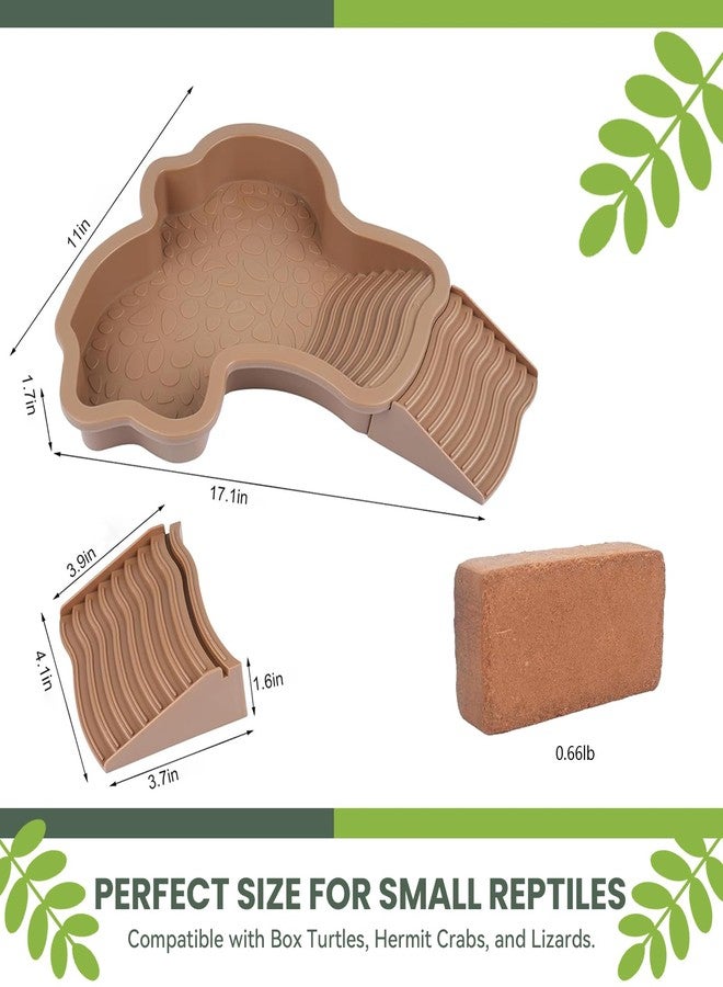 Cotkkstt 4 Pcs Tortoise Water Dish Reptile Bathing Pool with Ramp, Large Turtle Habitat Accessories Food Bowl for Box Turtle Bearded Dragon, Indoor Outdoor Enclosure Tank Feeding Basin - Image 2