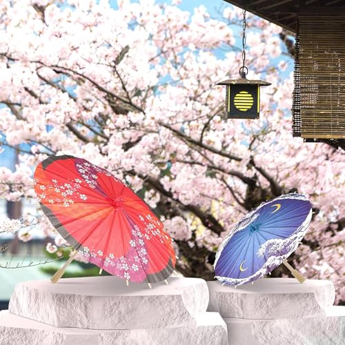The Decor Affair 2 Pcs White Paper Parasol Umbrella – Chinese/Japanese Style, DIY Craft & Photo Prop - Image 4