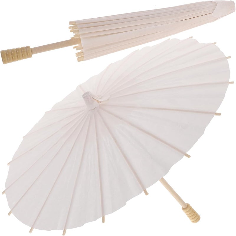 The Decor Affair 2 Pcs White Paper Parasol Umbrella – Chinese/Japanese Style, DIY Craft & Photo Prop - Image 1