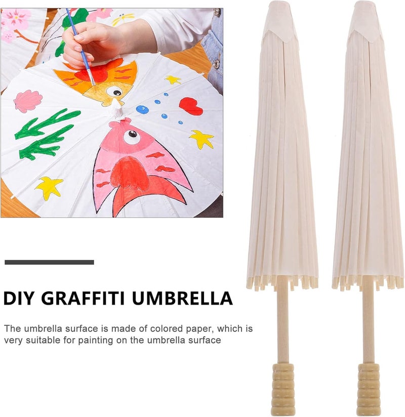 The Decor Affair 2 Pcs White Paper Parasol Umbrella – Chinese/Japanese Style, DIY Craft & Photo Prop - Image 3