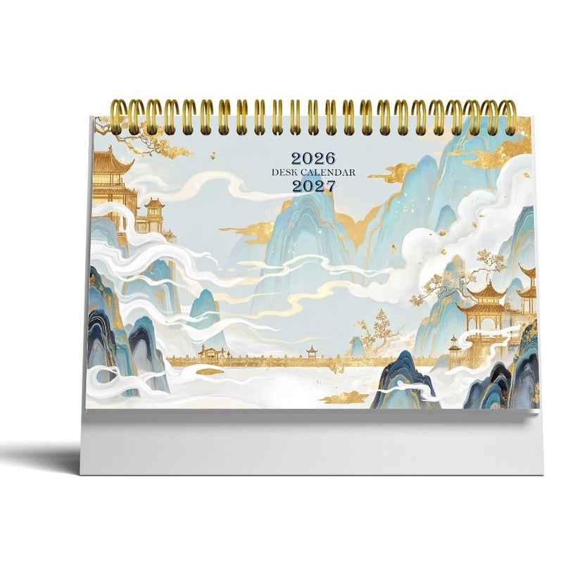 A Colorful Foldable Monthly Planner 2026 2027 Desktop Calendar With Schedules And Activity Logs 8 3 By 6 3 Inches - Image 1