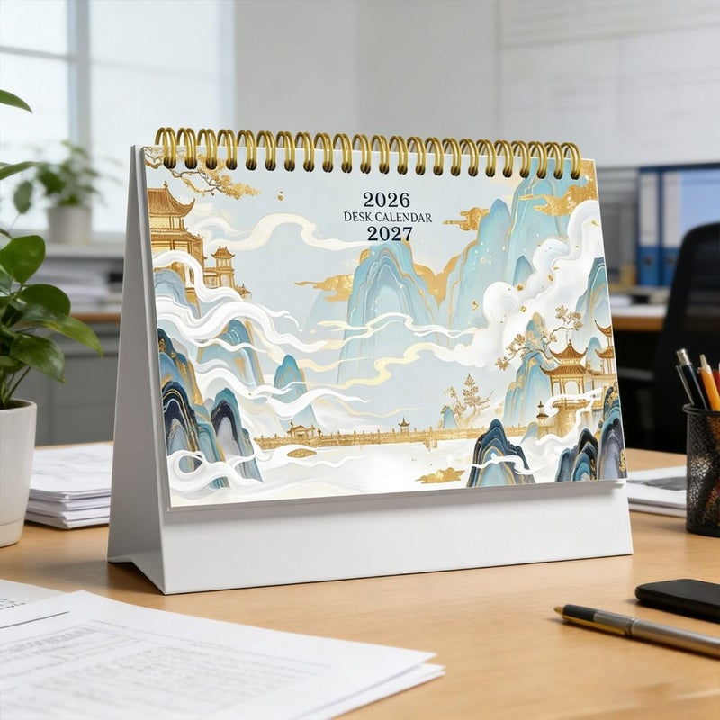 A Colorful Foldable Monthly Planner 2026 2027 Desktop Calendar With Schedules And Activity Logs 8 3 By 6 3 Inches - Image 5