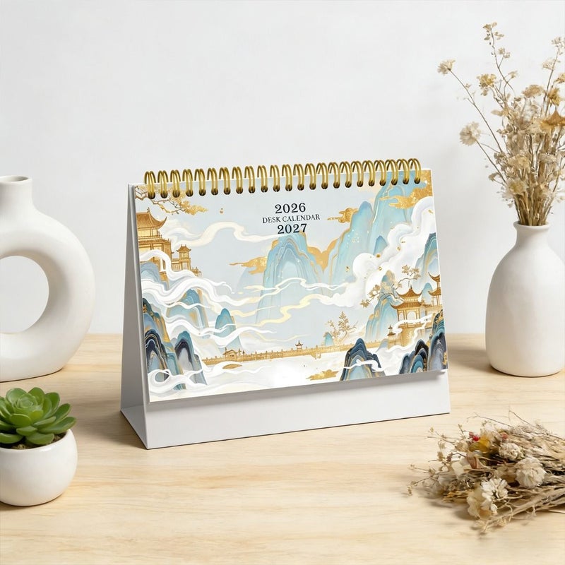 A Colorful Foldable Monthly Planner 2026 2027 Desktop Calendar With Schedules And Activity Logs 8 3 By 6 3 Inches - Image 4