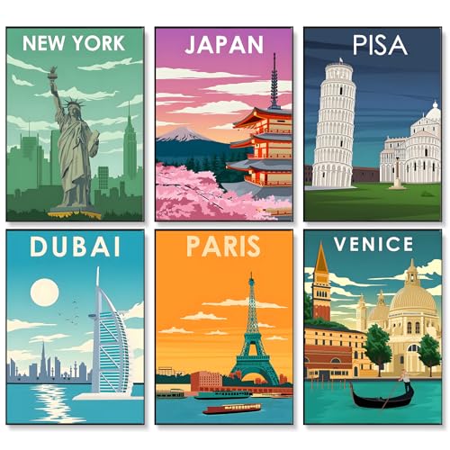 Okarina 6 Pack Paint by Numbers Kit for Adults Beginner, City Landscape Adult Paint by Number Kits on Canvas Without Frame, City DIY Acrylic Oil Painting by Numbers Kits, Perfect for Home Decor 10x14 Inch - Image 1