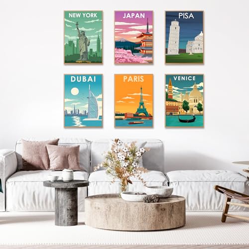 Okarina 6 Pack Paint by Numbers Kit for Adults Beginner, City Landscape Adult Paint by Number Kits on Canvas Without Frame, City DIY Acrylic Oil Painting by Numbers Kits, Perfect for Home Decor 10x14 Inch - Image 4