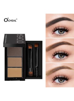 OCHEAL Soft-Focus Tri-Color Eyebrow Powder,Eyebrow Powder Makeup Kit-3 Colors Eye Brow Powder Tinted Palette Professional Eye Makeup Eyebrow Filler  - Image 1