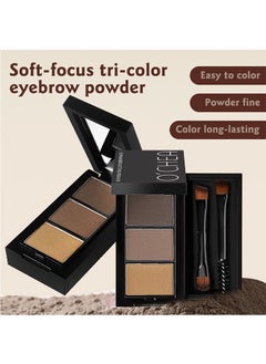 OCHEAL Soft-Focus Tri-Color Eyebrow Powder,Eyebrow Powder Makeup Kit-3 Colors Eye Brow Powder Tinted Palette Professional Eye Makeup Eyebrow Filler  - Image 2