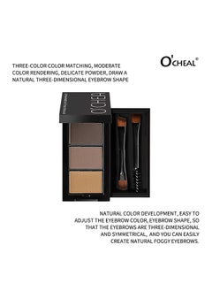 OCHEAL Soft-Focus Tri-Color Eyebrow Powder,Eyebrow Powder Makeup Kit-3 Colors Eye Brow Powder Tinted Palette Professional Eye Makeup Eyebrow Filler  - Image 5