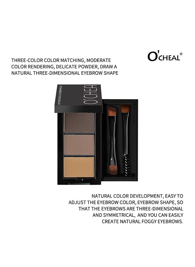 OCHEAL Soft-Focus Tri-Color Eyebrow Powder,Eyebrow Powder Makeup Kit-3 Colors Eye Brow Powder Tinted Palette Professional Eye Makeup Eyebrow Filler  - Image 5