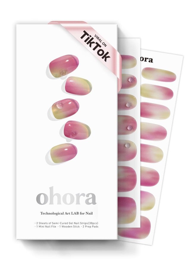 ohora Semi Cured Gel Nail Strips (N Juicy Grape) - Works with Any Nail Lamps, Salon-Quality, Long Lasting, Easy to Apply & Remove - Includes 2 Prep Pads, Nail File & Wooden Stick - Image 1