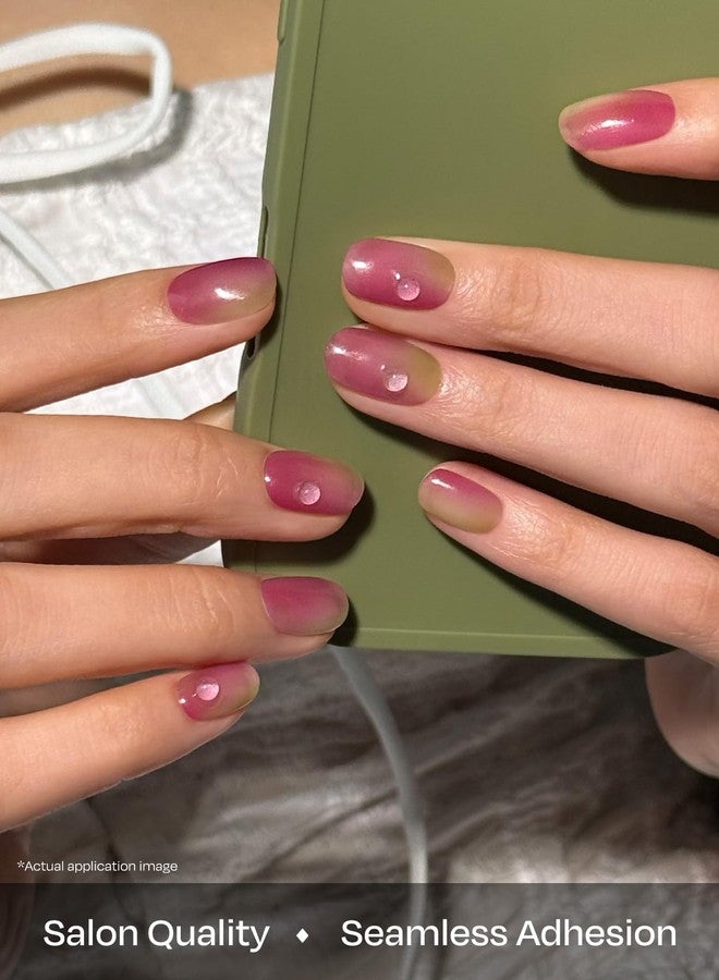 ohora Semi Cured Gel Nail Strips (N Juicy Grape) - Works with Any Nail Lamps, Salon-Quality, Long Lasting, Easy to Apply & Remove - Includes 2 Prep Pads, Nail File & Wooden Stick - Image 4