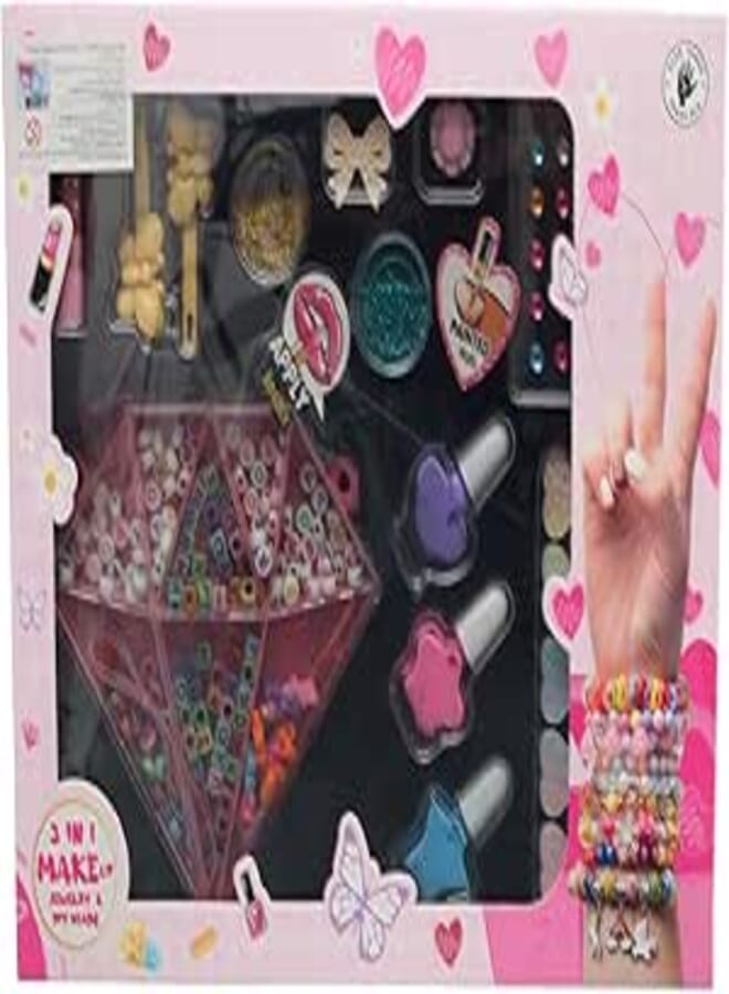 A Premium Quality Nail Coloring and Beadwork Set - Complete Craft Kit for Kids with Nail Polishes, Beads, Tools, and Accessories - Multi Color