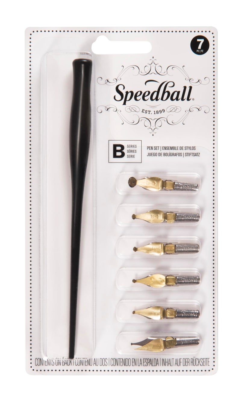 Speedball B-Series Lettering Pen Set - 1 Penholder w/ 6 Nibs - Image 1