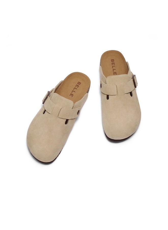 Belle Casual Thick-soled Heightening Birkenstock-style Shoes For Men, Closed-toe Slip-on Mules B3731bh5, Apricot Color, Size 40 - Image 5
