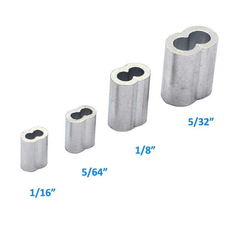 DGOL 200pcs 5/64 inch(2mm) Steel Cable Wire Aluminum Clip Crimps Loop Sleeves Rope Cord Stops Clamp - Image 2