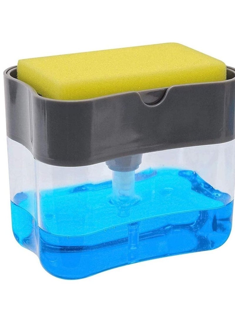 2-in-1 Soap Pump Dispenser and Sponge Holder - Sponge Rack for Kitchen Sink Dish Washing Soap dispenser 13 Ounces Sponge Holder for Kitchen Sink Dish Washing Soap dispenser - Image 1