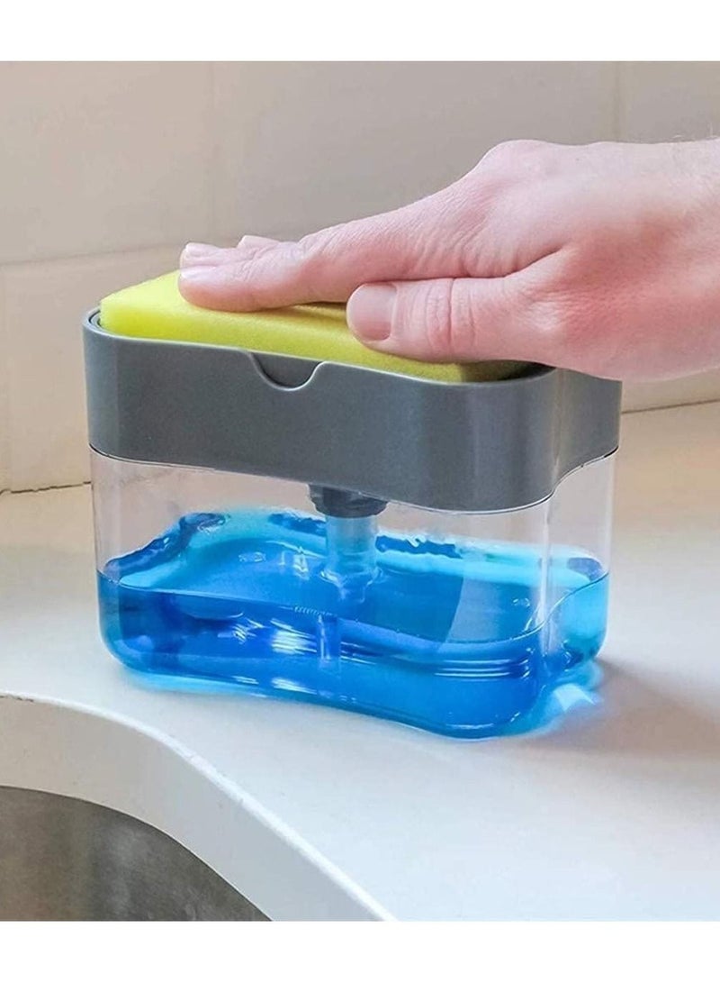 2-in-1 Soap Pump Dispenser and Sponge Holder - Sponge Rack for Kitchen Sink Dish Washing Soap dispenser 13 Ounces Sponge Holder for Kitchen Sink Dish Washing Soap dispenser - Image 3