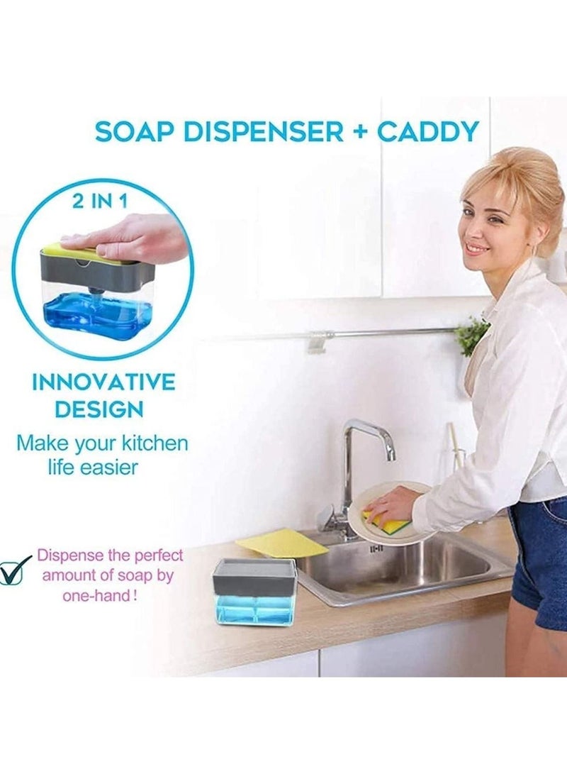 2-in-1 Soap Pump Dispenser and Sponge Holder - Sponge Rack for Kitchen Sink Dish Washing Soap dispenser 13 Ounces Sponge Holder for Kitchen Sink Dish Washing Soap dispenser - Image 2