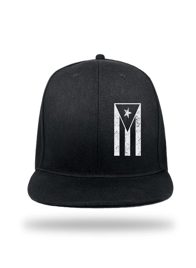 Negi Puerto Rico Hat Snapback Hats for Men Women, Puerto Rico Flag Design, Anjustable Trucker Cap Flat Brim, Black Trucker Hat for Outdoor Work Camping - Image 1