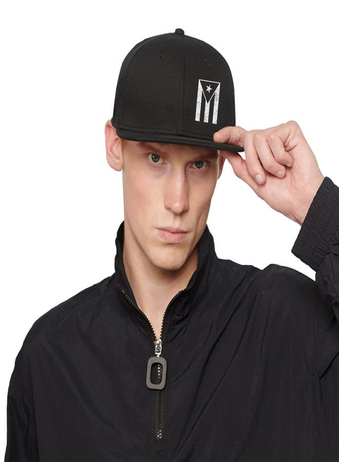 Negi Puerto Rico Hat Snapback Hats for Men Women, Puerto Rico Flag Design, Anjustable Trucker Cap Flat Brim, Black Trucker Hat for Outdoor Work Camping - Image 2