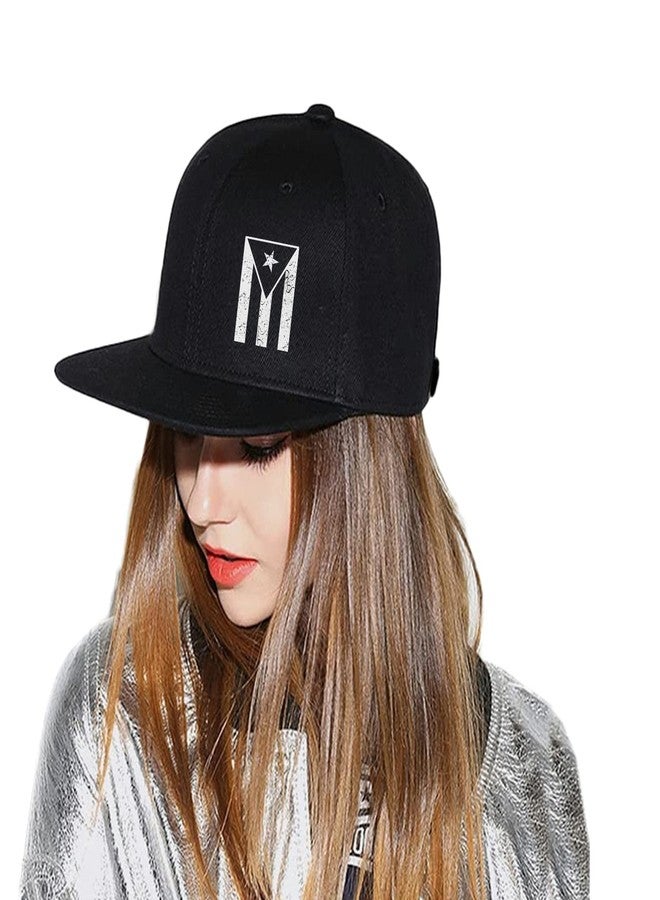 Negi Puerto Rico Hat Snapback Hats for Men Women, Puerto Rico Flag Design, Anjustable Trucker Cap Flat Brim, Black Trucker Hat for Outdoor Work Camping - Image 5