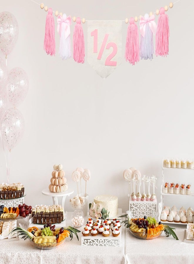 Dokuna Pink Bow 1/2 Birthday Decorations Girls, Dokuna High Chair Banner Half Birthday Outfit Baby Girl, 6 Months Half Way to One Party Decorations - Image 5