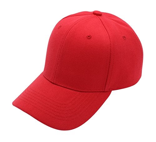 Top Level Baseball Cap Hat Men Women - Classic Adjustable Plain Blank, RED - Image 5