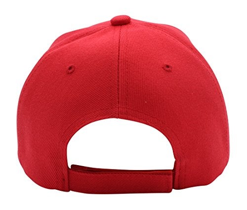 Top Level Baseball Cap Hat Men Women - Classic Adjustable Plain Blank, RED - Image 3
