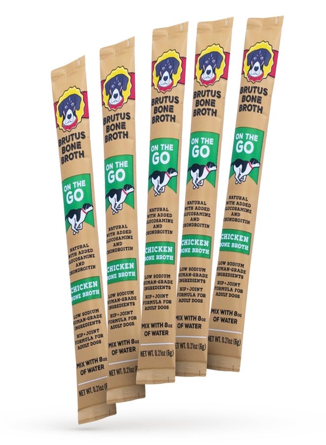 Brutus Bone Broth for Dogs - Bone Broth Powder with Chondroitin Glucosamine & Turmeric - Human Grade Food Toppers for Dry Food & Picky Eaters - 5 Stick (Chicken) - Image 1